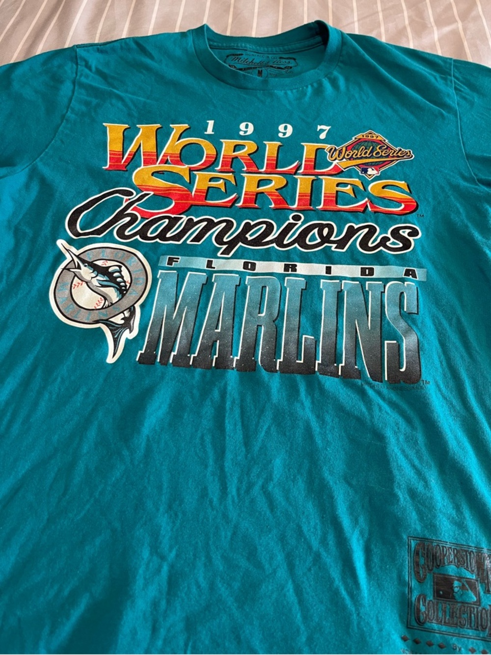 Mitchell & Ness Teal 1997 World Series Champions Florida Marlins Tee